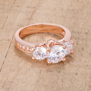 Dazzling Three Stone Engagement Ring with CZ - Jewelry Xoxo