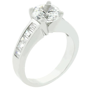 Classic Rhodium Plated Engagement Ring - Jewelry Xoxo