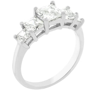 5-Stone Anniversary Ring in Rhodium Plated - Jewelry Xoxo