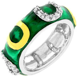 Green Enamel Horseshoe Ring - Jewelry Xoxo