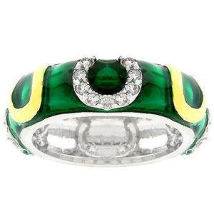 Green Enamel Horseshoe Ring - Jewelry Xoxo