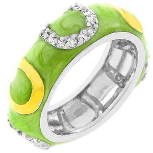 Apple Green Enamel Horseshoe Ring - Jewelry Xoxo