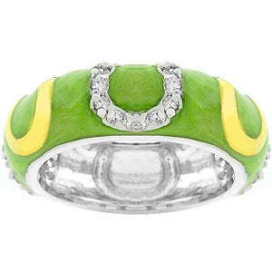 Apple Green Enamel Horseshoe Ring - Jewelry Xoxo