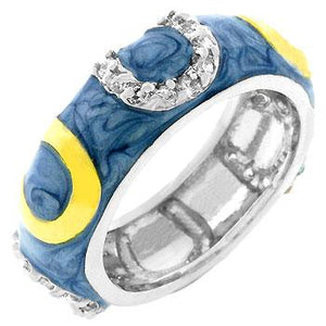 Blue Enamel Horseshoe Ring - Jewelry Xoxo