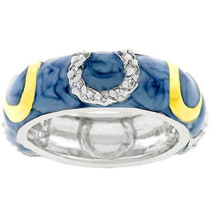 Blue Enamel Horseshoe Ring - Jewelry Xoxo