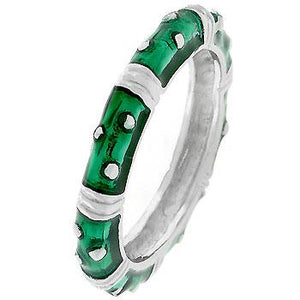 Marbled Dark Green Enamel Stacker Ring - Jewelry Xoxo