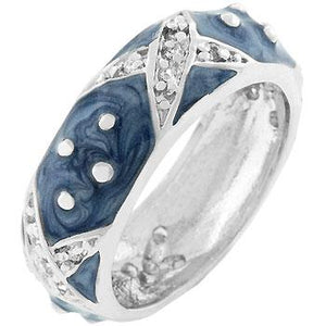 Marbled Blue Enamel Ring - Jewelry Xoxo