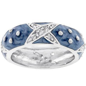 Marbled Blue Enamel Ring - Jewelry Xoxo