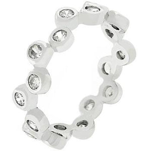 Bezel Set Clear CZ Eternity Band - Jewelry Xoxo