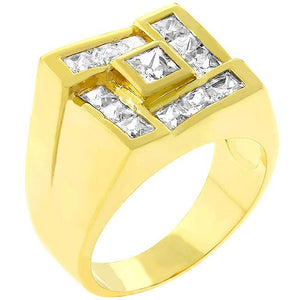 Mens Pave Shiny Goldtone Ring - Jewelry Xoxo