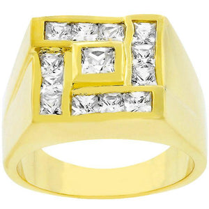 Mens Pave Shiny Goldtone Ring - Jewelry Xoxo