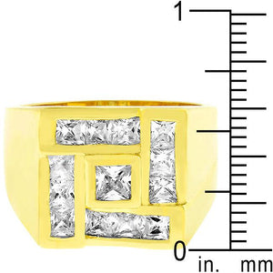 Mens Pave Shiny Goldtone Ring - Jewelry Xoxo