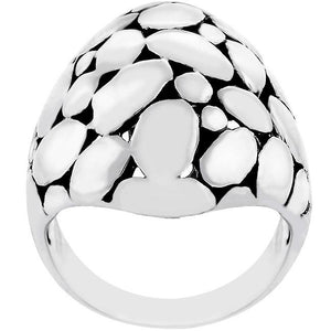 Rhodium Plated Cobblestone Ring - Jewelry Xoxo