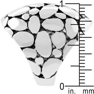 Rhodium Plated Cobblestone Ring - Jewelry Xoxo