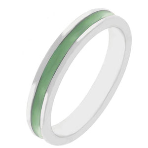 Olive Green Enamel Eternity Ring - Jewelry Xoxo