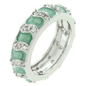 Aqua Eternity Enamel Ring - Jewelry Xoxo