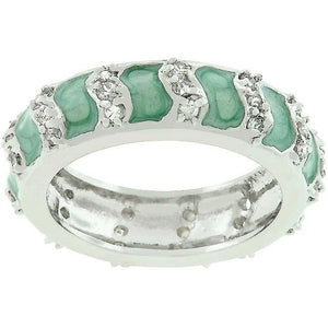 Aqua Eternity Enamel Ring - Jewelry Xoxo