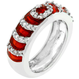 Garnet Enamel Ripple Ring - Jewelry Xoxo