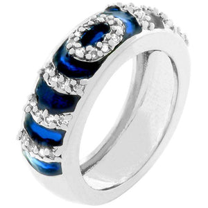 Navy Blue Enamel Ripple Ring - Jewelry Xoxo