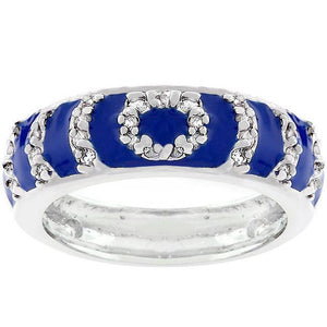 Navy Blue Enamel Ripple Ring - Jewelry Xoxo