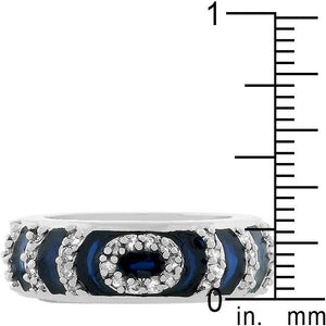 Navy Blue Enamel Ripple Ring - Jewelry Xoxo