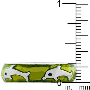 Green Apple Dolphin Enamel Ring - Jewelry Xoxo