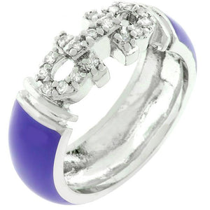 Purple Enamel Cubic Zirconia Ring - Jewelry Xoxo