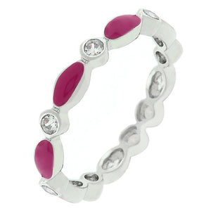 Fuchsia Link Enamel Stacker Ring - Jewelry Xoxo