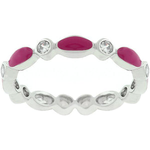 Fuchsia Link Enamel Stacker Ring - Jewelry Xoxo