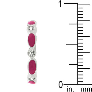 Fuchsia Link Enamel Stacker Ring - Jewelry Xoxo