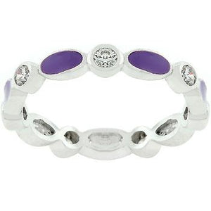 Purple Link Enamel Stacker Ring - Jewelry Xoxo