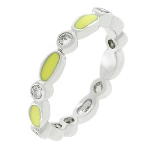 Yellow Link Enamel Stacker Ring - Jewelry Xoxo