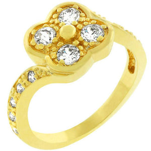 Cubic Zirconia Clover Ring - Jewelry Xoxo