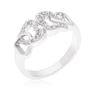 Linked Cubic Zirconia Hearts Ring - Jewelry Xoxo