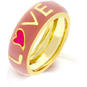 Love Is Pink Enamel Ring - Jewelry Xoxo
