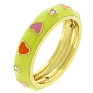 Sorbet Enamel Hearts Ring - Jewelry Xoxo