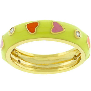 Sorbet Enamel Hearts Ring - Jewelry Xoxo