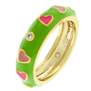 Tropical Enamel Hearts Ring - Jewelry Xoxo