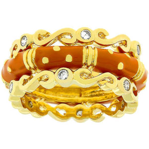 Spotted Orange Enamel Triplet Ring - Jewelry Xoxo