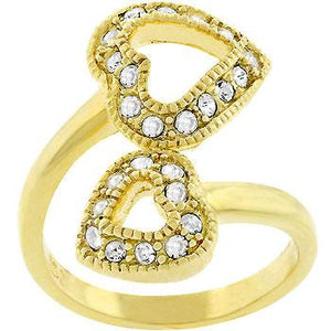Dual Pave Hearts Ring - Jewelry Xoxo