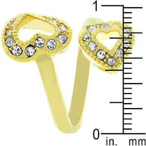 Dual Pave Hearts Ring - Jewelry Xoxo
