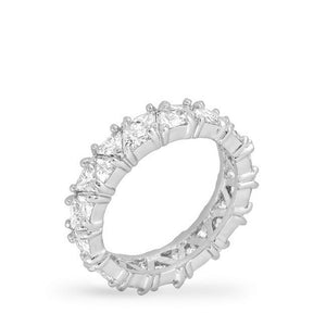 Rhodium Plated Trillion Eternity Band - Jewelry Xoxo