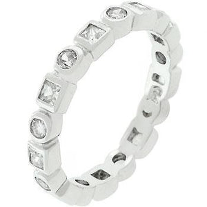 Rhodium Plated Eternity Stackable Band - Jewelry Xoxo