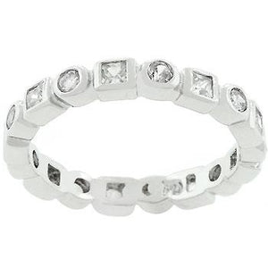 Rhodium Plated Eternity Stackable Band - Jewelry Xoxo