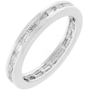 Rhodium Plated White Eternity Ring - Jewelry Xoxo