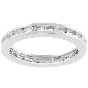 Rhodium Plated White Eternity Ring - Jewelry Xoxo