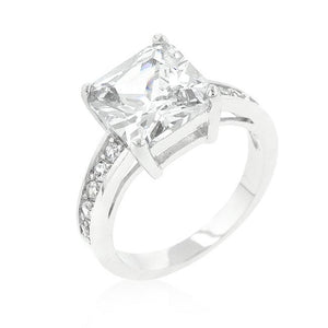 Classic Princess Cut Raised Pave Engagement Ring - Jewelry Xoxo