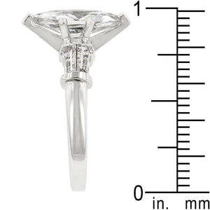 Rhodium Plated Marquise Centerpiece Ring - Jewelry Xoxo