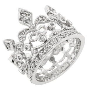 Cubic Zirconia Crown Eternity Ring - Jewelry Xoxo