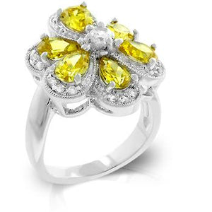 Yellow Cubic Zirconia Daisy Ring - Jewelry Xoxo